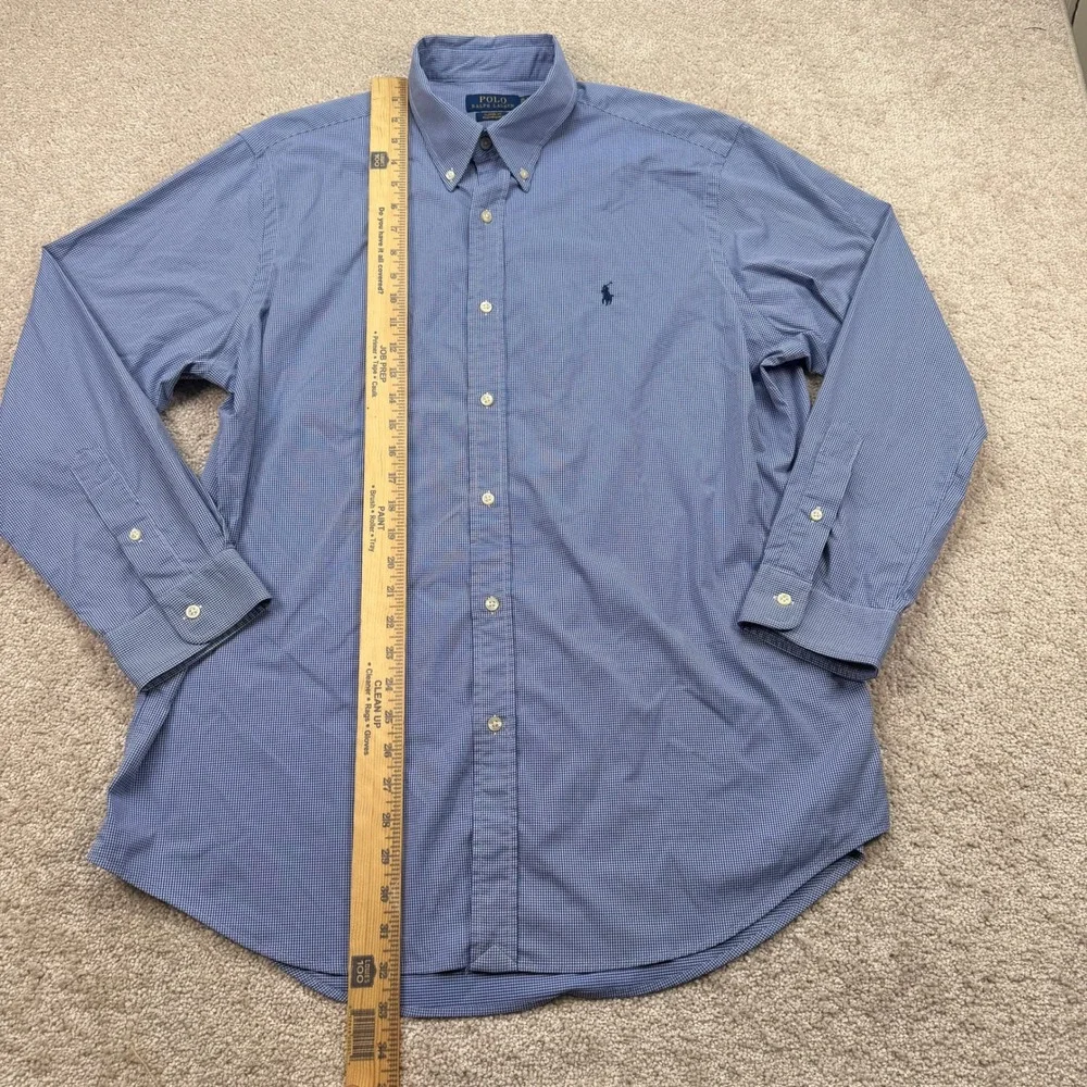 Polo Ralph Lauren Mens XL Button Down Shirt Blue Gingham Performance Classic Fit